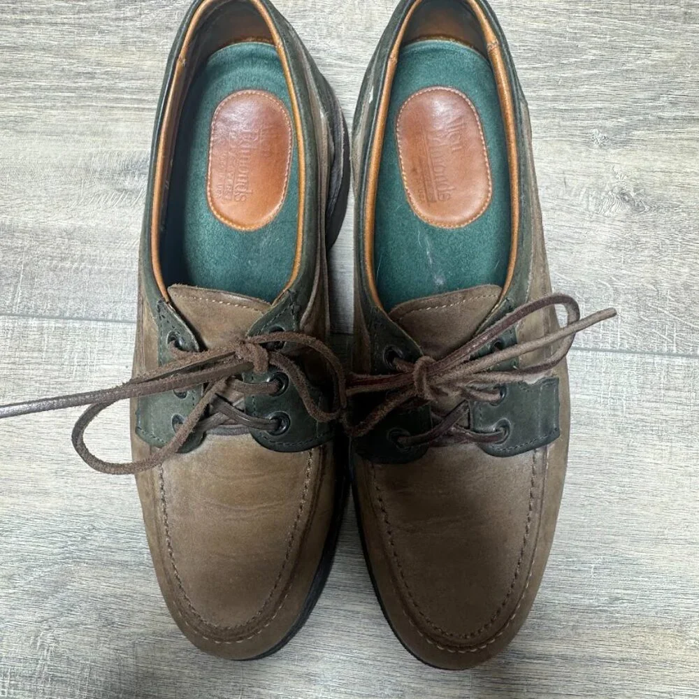 Allen Edmonds Roanoke Brown/Olive Leather Boat Shoes Men's Size 7.5